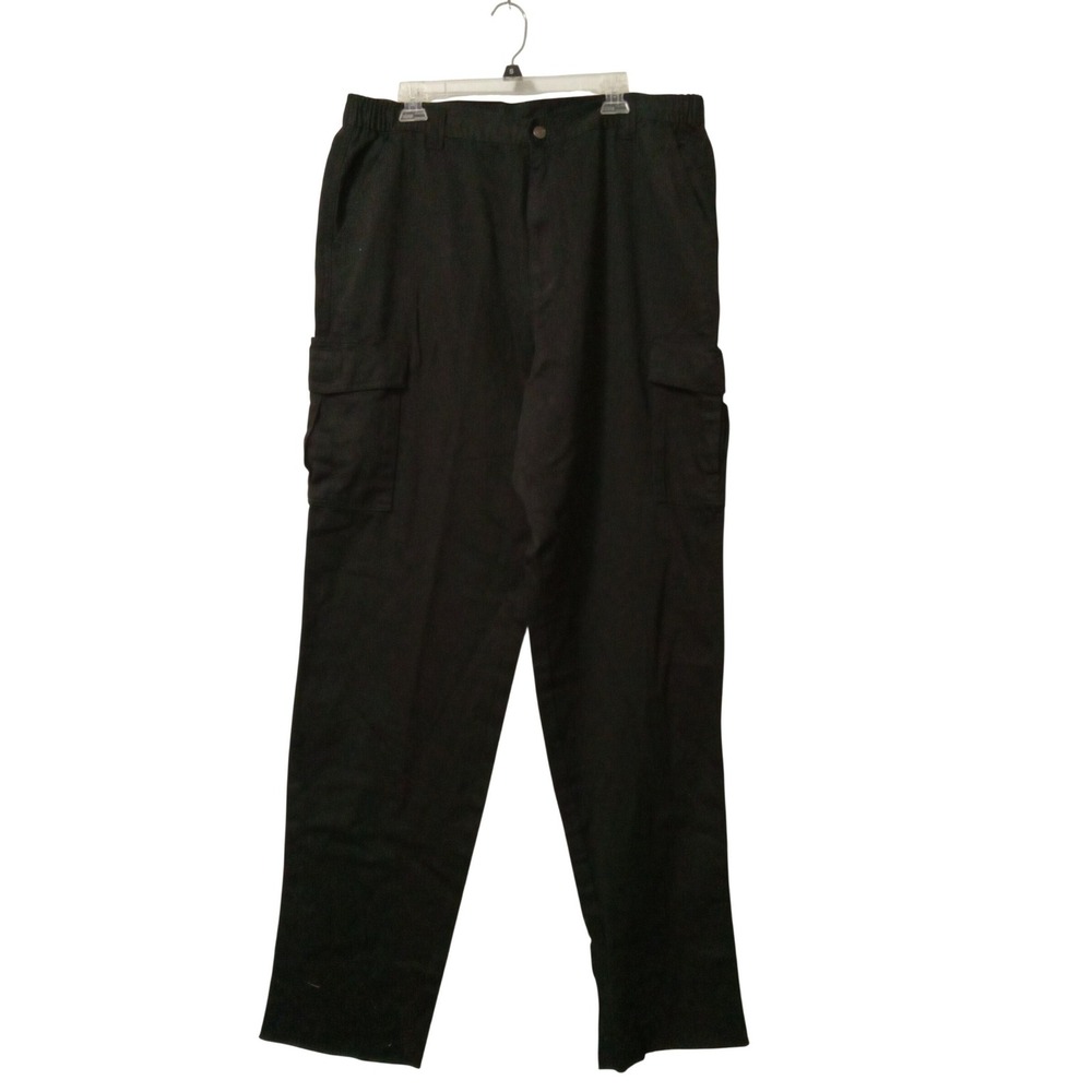 Boulder Creek Black Cargo Pants Elastic Waist Trousers Unfinished Hem 40 BIgTall